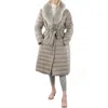 Tahari Womens Faux Fur Trim Cold Weather Quilted Coat In Neutral