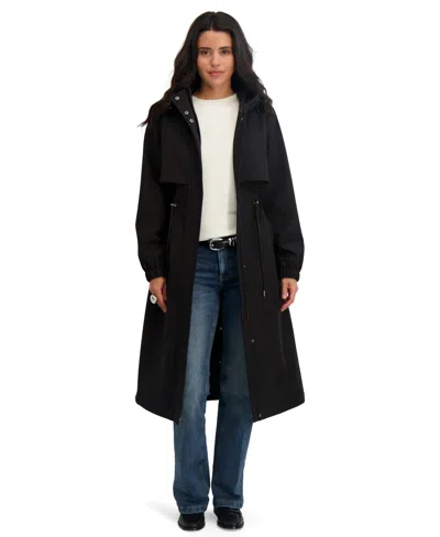 Tahari Womens Maxi Anorak Coat In Black