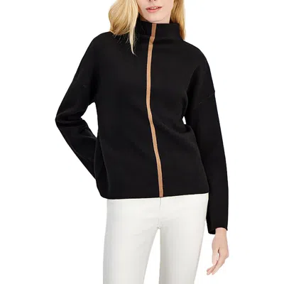 Tahari Womens Two Tone Knit Pullover Sweater In Black