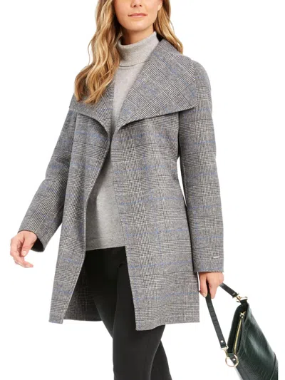 Tahari Womens Wool Blend Cold Weather Wrap Coat In Grey