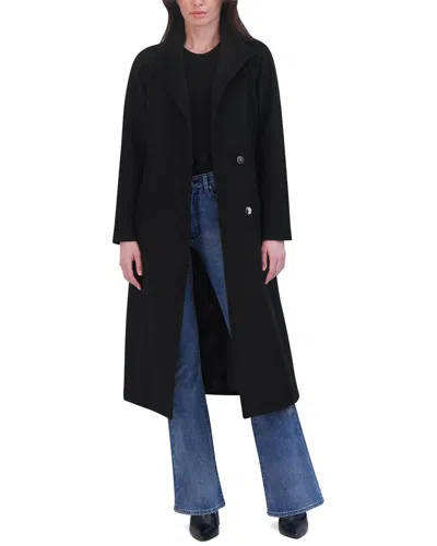 Tahari Wool-blend Wrap Coat In Black
