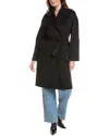 Tahari Wool-blend Wrap Coat In Black