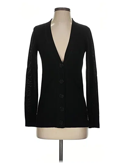 Pre-owned Tahari Wool Cardigan Sweater In Black