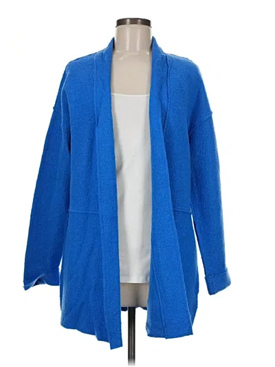 Pre-owned Tahari Wool Cardigan Sweater In Blue