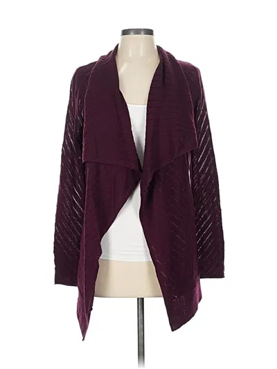Pre-owned Tahari Wool Cardigan Sweater In Burgundy
