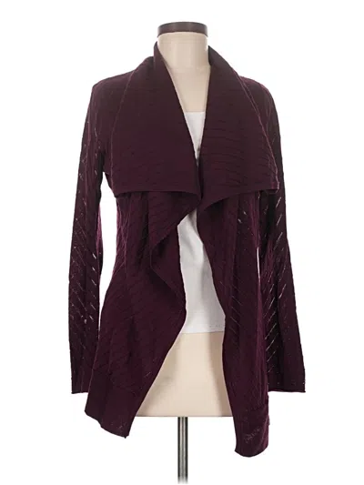 Pre-owned Tahari Wool Cardigan Sweater In Burgundy