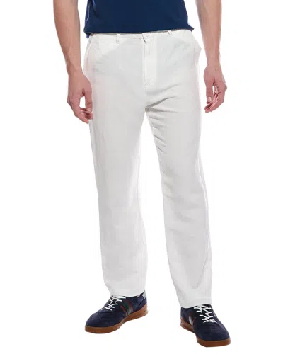 Tahari Woven Flat Front Linen-blend Pant In White