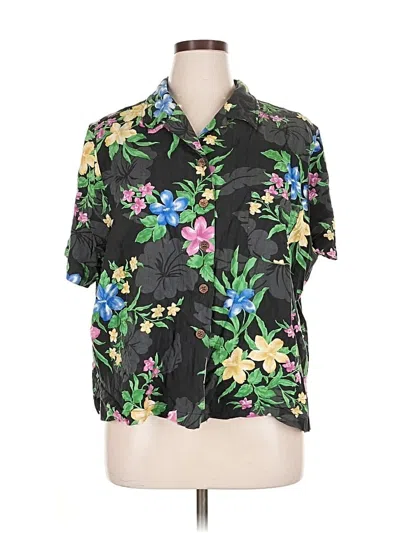 Pre-owned Tahiti Reef Club Woman Short Sleeve Blouse In Black