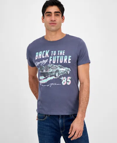 Tai Apparel Men's Back To The Future Relaxed-fit Graphic T-shirt In Gray