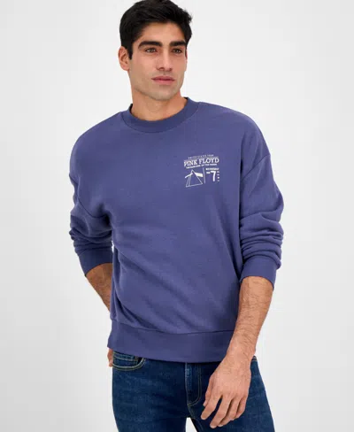 Tai Apparel Men's Pink Floyd Relaxed Fit Long Sleeve Crewneck Graphic Sweatshirt In Blue