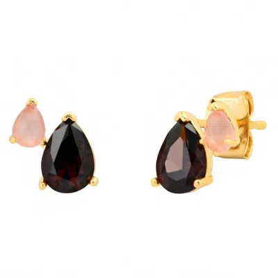 Tai Wome's Multi Stone Stud Earrings In Black
