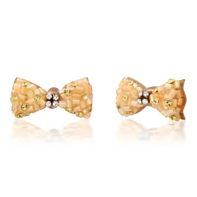 Tai Women's Beaded Bow Earrings In Orange