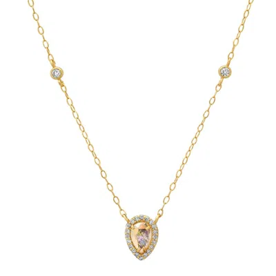 Tai Women's Bezel Set Glass Pear Station Necklace In Gold