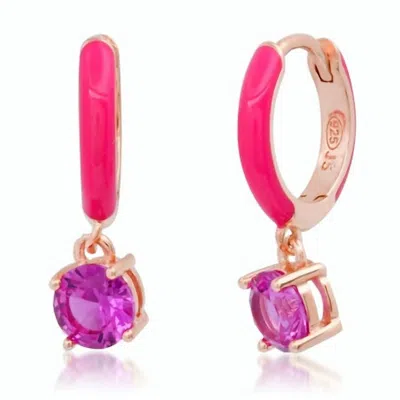 Tai Women's Enamel Drop Earrings In Fushsia In Multi
