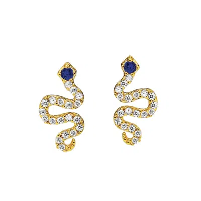 Tai Women's Pave Snake Studs In Sapphire Blue Accent In Multi