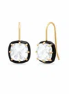 Tai Women's Square Shaped With Enamel Bezel Earring In Black/ Gold In Multi