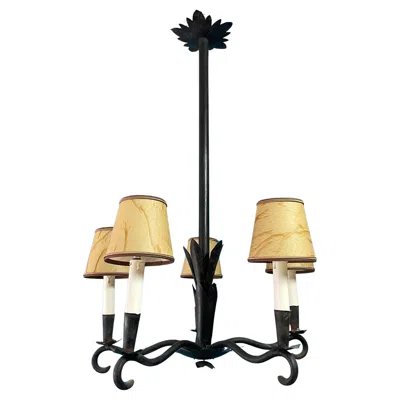 Pre-owned Taidetakomo Hakkarainen Ceiling Lamp From 1930's, Forged And Welded Steel. In Sand