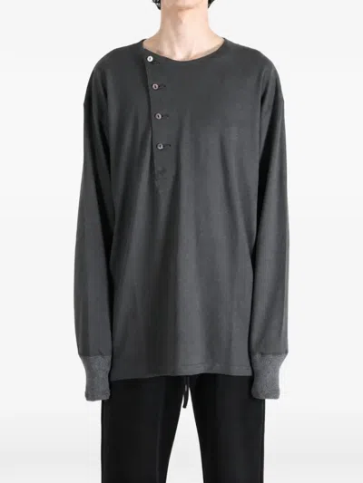 Taiga Takahashi Asymmetric Button-fastening T-shirt In Gray
