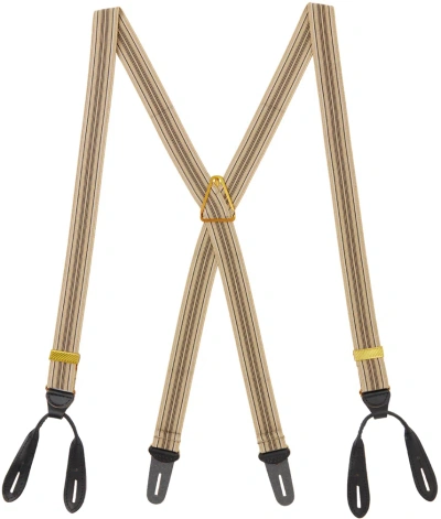 Taiga Takahashi Beige Lot .005 Suspenders In Multi Stripe Beige