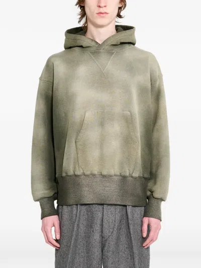 Taiga Takahashi Bleached-effect Hoodie In Green