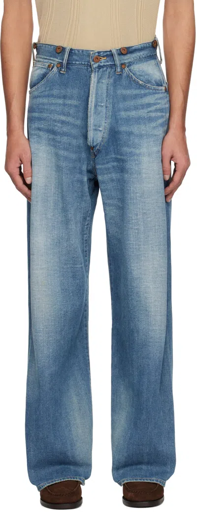 Taiga Takahashi Blue Lot. 704 C.1920's Jeans In Damaged Indigo