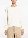 Taiga Takahashi Distressed Cotton Sweatshirt In Neutral