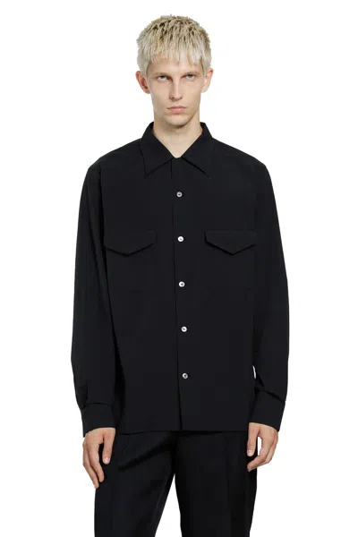 Taiga Takahashi Lot . 101 Open Collar Shirt In Black