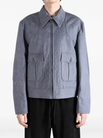 Taiga Takahashi Lot.330 Us Letter Zip-up Flap-pocket Jacket In Blue