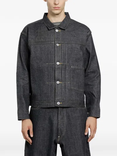 Taiga Takahashi Lot.703 Pleated Denim Jacket In Gray