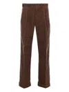 Taiga Takahashi Pleat-detail Corduroy Trousers In Brown