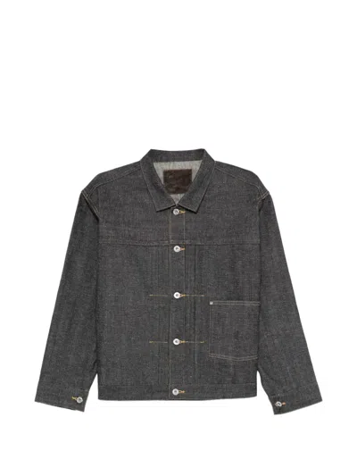 Taiga Takahashi Pleated Denim Jacket In Blue