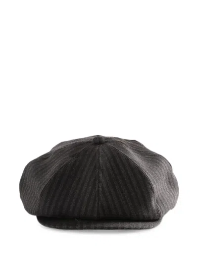 Taiga Takahashi Stripe-pattern Flat Cap In Black