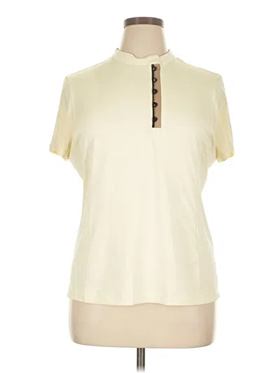 Pre-owned Tail Short Sleeve Top Ivory Mock Neckline Tops In White