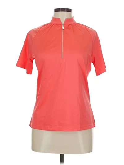 Pre-owned Tail Short Sleeve Top Orange Mock Neckline Tops