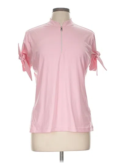 Pre-owned Tail Short Sleeve Top Pink Mock Neckline Tops