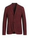 Tailor Club Man Blazer Brick Size 42 Cotton, Linen, Silk In Red