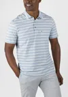 Tailor Vintage Airotec Jersey Sailor Stripe Polo In Blue Fog In Blue