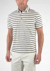 Tailor Vintage Airotec Jersey Sailor Stripe Polo In Coconut Milk In Neutral
