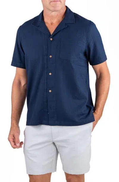 Tailor Vintage Cotton Dobby Cabana Shirt In Blue