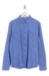 Tailor Vintage Indigo Cotton & Linen Button-up Shirt In Dark Wash