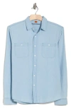 Tailor Vintage Indigo Cotton & Linen Button-up Shirt In Light Wash