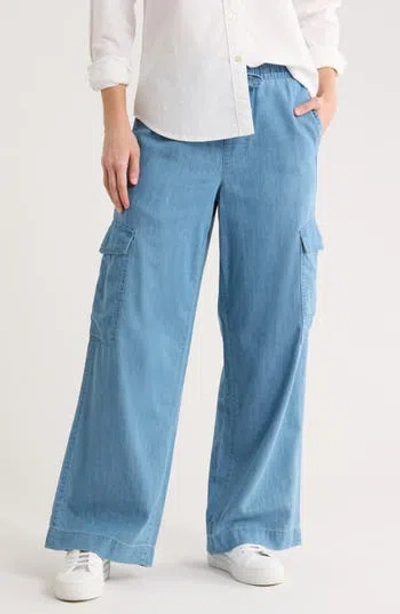 Tailor Vintage Lightweight Cotton Cargo Pants In Blue