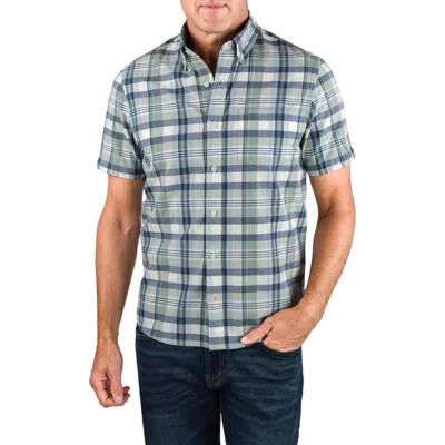 Tailor Vintage Plaid Short Sleeve Button-down Shirt In Blue