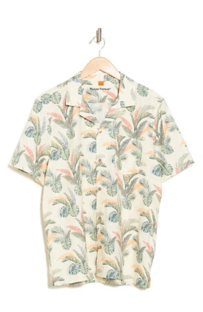 Tailor Vintage Puretec Cool™ Cabana Print Short Sleeve Linen & Cotton Button-up Shirt In Neutral