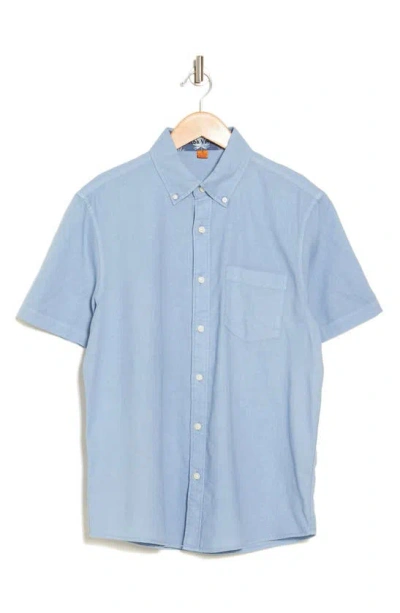 Tailor Vintage Puretec Linen Cotton Button-up Shirt In Blue