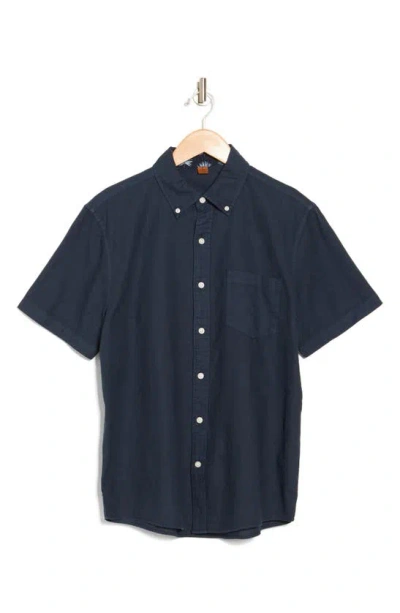 Tailor Vintage Puretec Linen Cotton Button-up Shirt In Navy Blazer