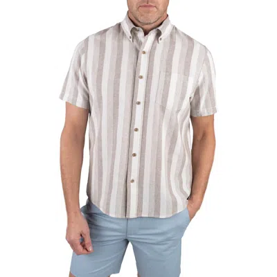 Tailor Vintage Puretec Linen Cotton Button-up Shirt In Brown