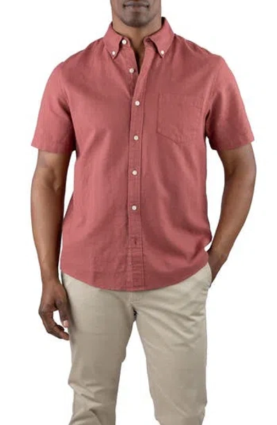 Tailor Vintage Puretec Linen Cotton Button-up Shirt In Burgundy