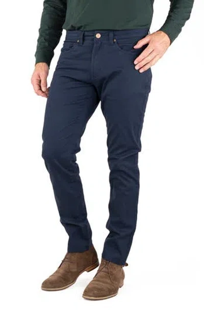 Tailor Vintage Straight Leg Stretch Cotton Twill Pants In Navy Blazer