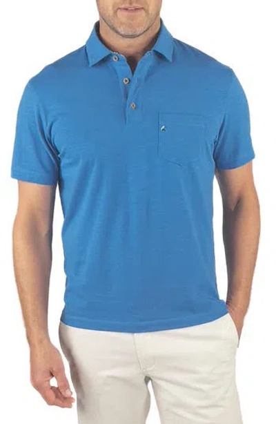 Tailor Vintage Stretch Cotton Slub Jersey Polo In Blue